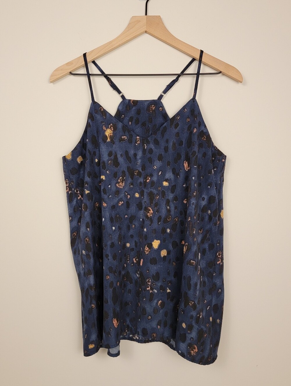 Amaryllis Blue Leopard Print Cami Tank Top Adjustable Straps Size Small